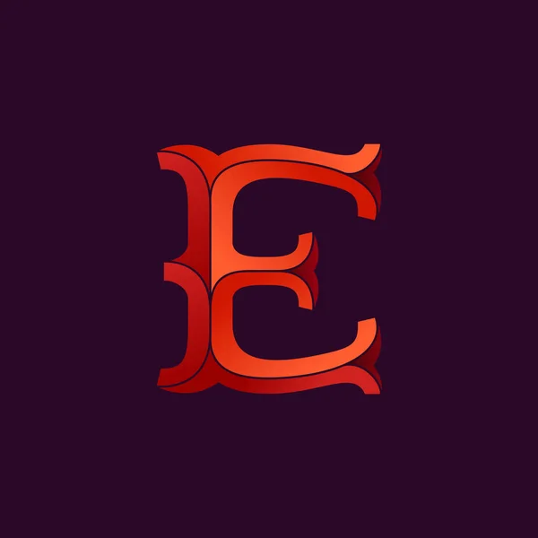 Logotipo de letra E en elegante estilo facetado retro . — Vector de stock