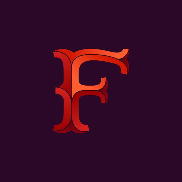 F lettera logo in elegante stile retrò sfaccettato . — Vettoriale Stock