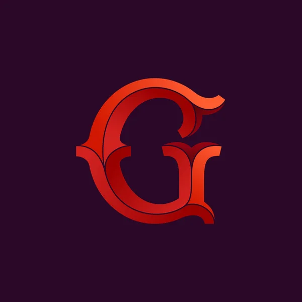 Λογότυπο επιστολή G σε κομψό στυλ ρετρό πολύπλευρη. — Διανυσματικό Αρχείο