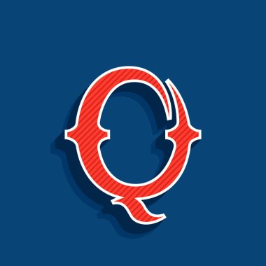 Q harfi logo klasik spor takım tarzı yazı. 