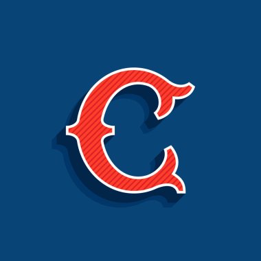 C harfi logo klasik spor takım tarzı yazı. 
