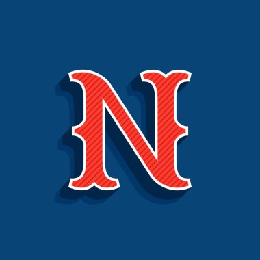 N harfi logo klasik spor takım tarzı yazı. 