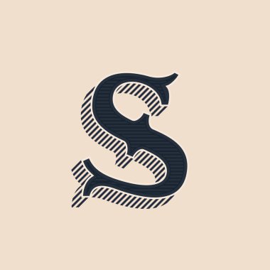S harfi logo satırları gölgeler ile klasik Batı tarzı.