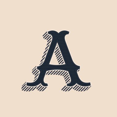 Vintage Batı tarzı satırları gölgeler ile harf A logo.