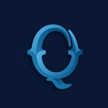 Q retro deniz tarzı logoda harfi. 