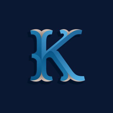 K harfi logo retro deniz tarzı. 