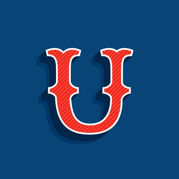 U letter logo in classic sport team style font. — Stock Vector