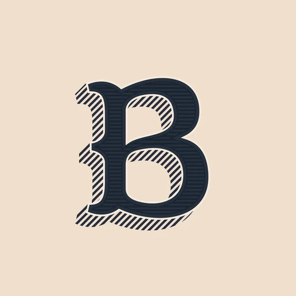 B list logo w stylu vintage western z linii cieni. — Wektor stockowy