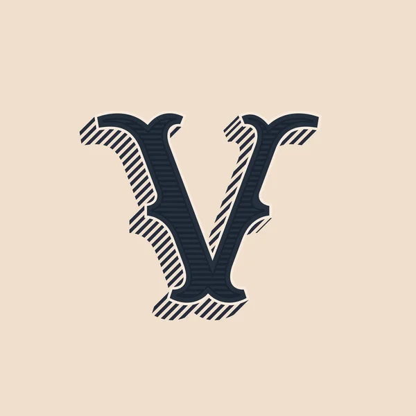 V list logo w stylu vintage western z linii cieni. — Wektor stockowy