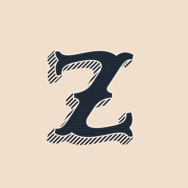 Logo lettre Z dans un style occidental vintage avec des lignes d'ombres . — Image vectorielle