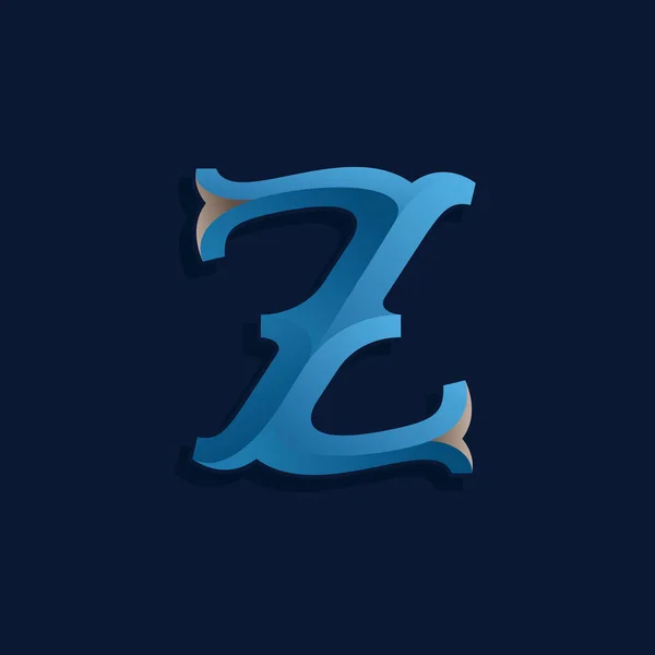 海洋的复古风格 Z 字母徽标. — 图库矢量图片