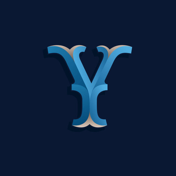 Y letter logo in retro marine style. 