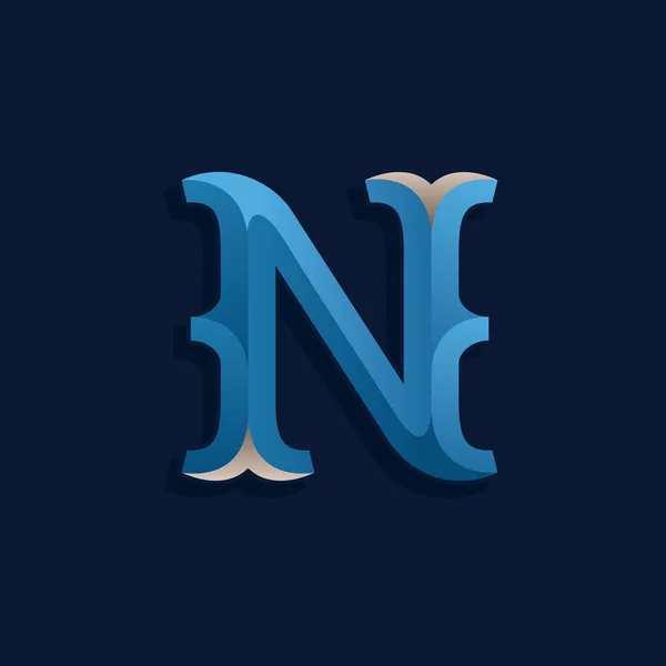 Логотип N букв в стиле ретро морской . — стоковый вектор