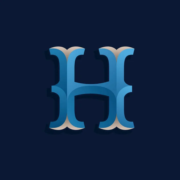 H letter logo in retro marine style. — Stock Vector