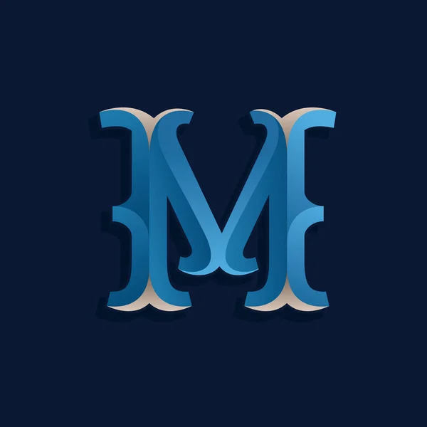 海洋的复古风格 M 字母徽标. — 图库矢量图片