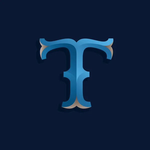 T letter logo in retro marine style. — Stock Vector