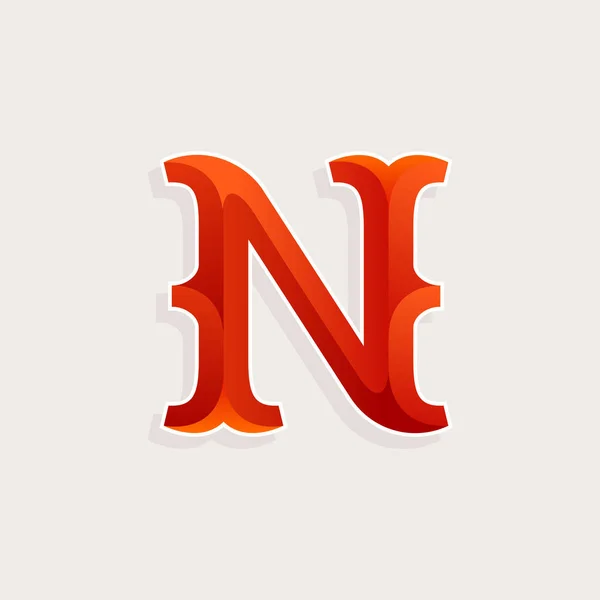 N letter logo in elegant circus faceted style. — Stock Vector