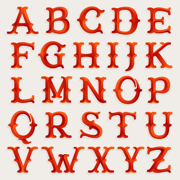 Zarif sirk stil yönlü kırmızı levha serif yazı tipi. — Stok Vektör