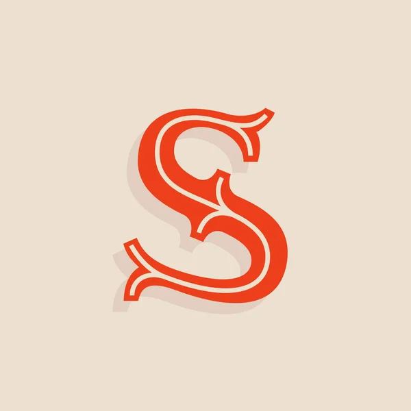 S lettera logo in stile universitario squadra sportiva . — Vettoriale Stock