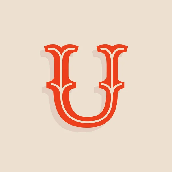 U letter logo in sport team university style. — Stock Vector
