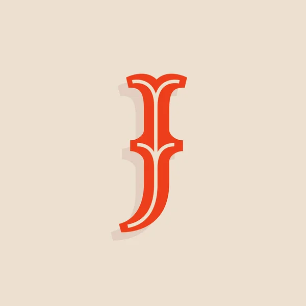 J logotipo carta em estilo universitário equipe esporte . — Vetor de Stock