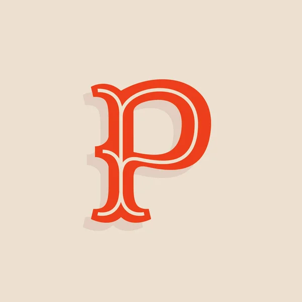 大学のスポーツ チーム スタイルで P の文字ロゴ. — ストックベクタ