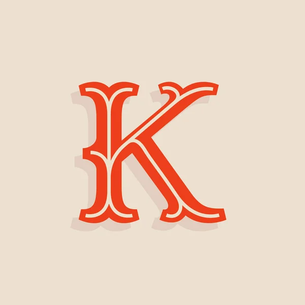 Logo litery K w stylu Uniwersytet team sport. — Wektor stockowy