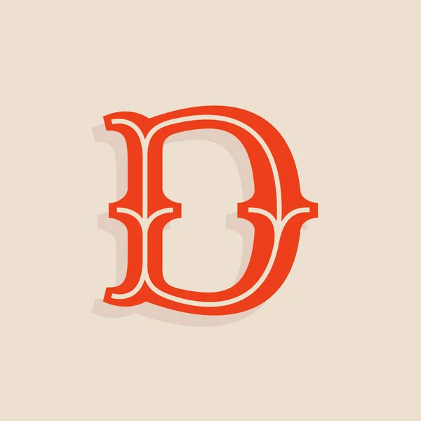 D letter logo in sport team university style. — Stock Vector