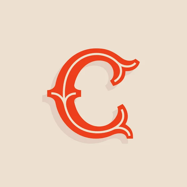 C Buchstabe Logo im Stil der Sportmannschaft Universität. — Stockvektor