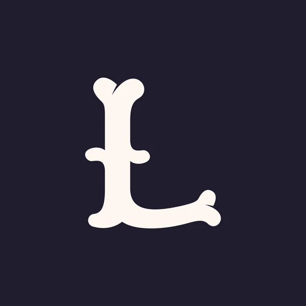Logotipo de letra L hecho de huesos . — Vector de stock