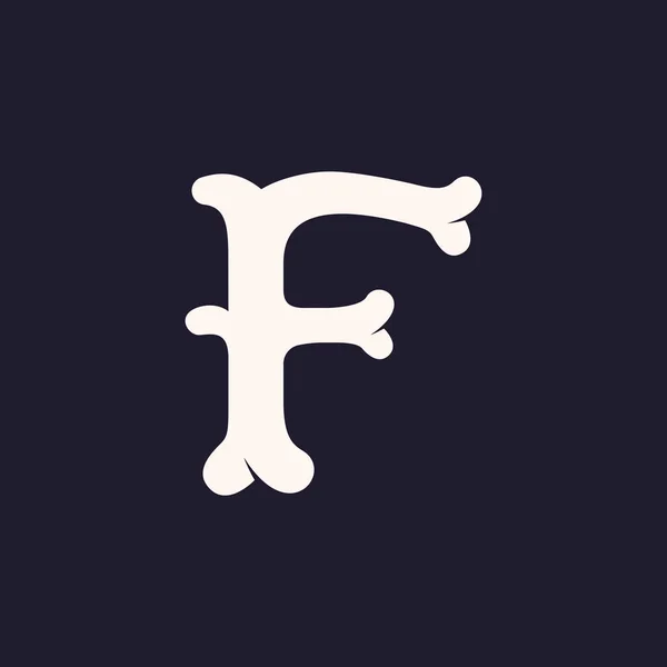 F logo de la letra hecha de huesos . — Vector de stock