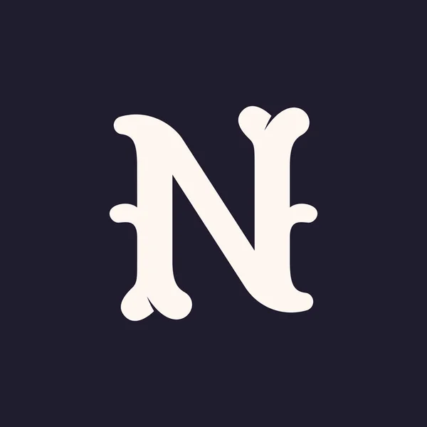 Logotipo de letra N feito de ossos . —  Vetores de Stock