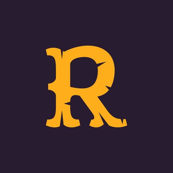 R letter logo. Vintage serif type with rough edges. — Stock Vector