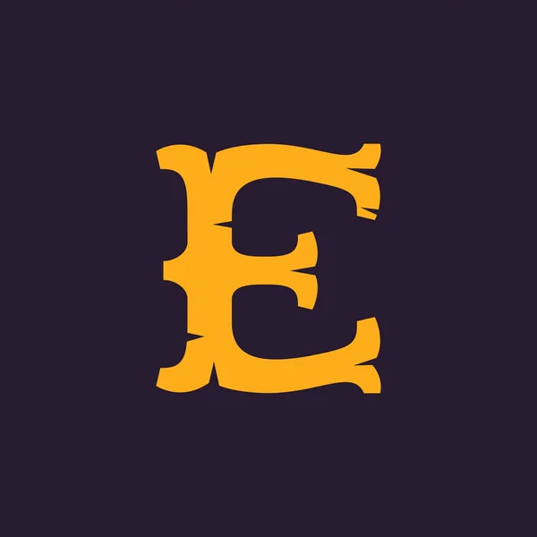 E letter logo. Vintage serif type with rough edges. — Stock Vector