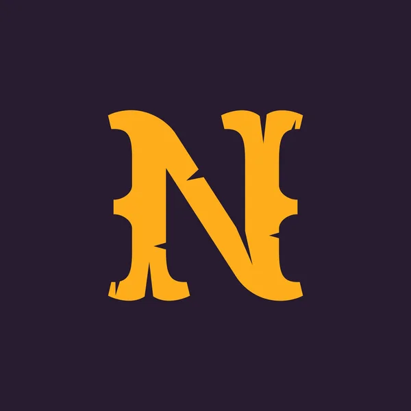 Логотип N. Винтажные засечки с грубыми краями . — стоковый вектор