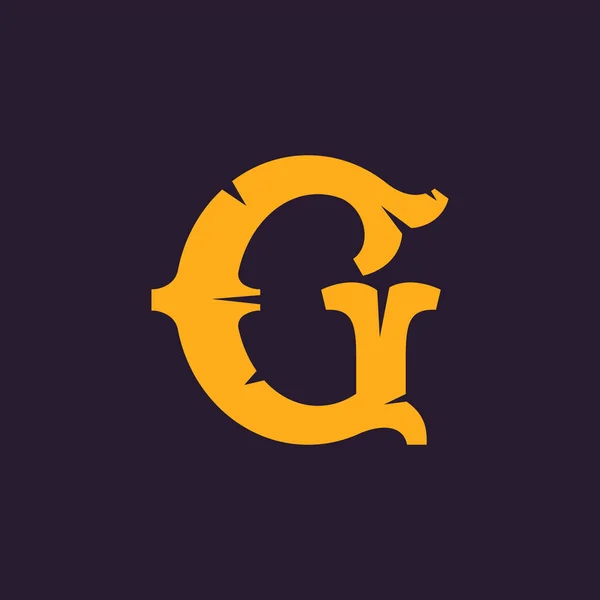 G logotipo da carta. Tipo serif vintage com bordas ásperas . —  Vetores de Stock