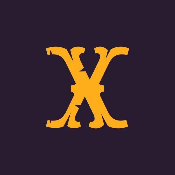 X dopis logo. Typ Vintage serif kostrbaté. — Stockový vektor