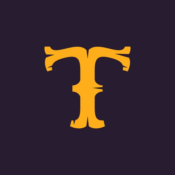Logotipo da letra T. Tipo serif vintage com bordas ásperas . —  Vetores de Stock