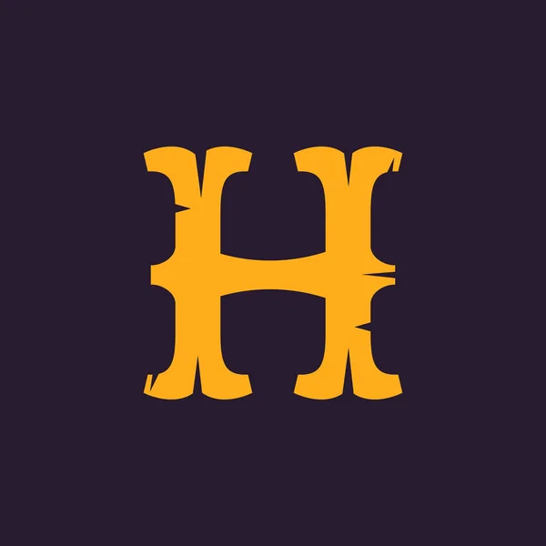 H brief logo. Vintage serif type met ruwe randen. — Stockvector