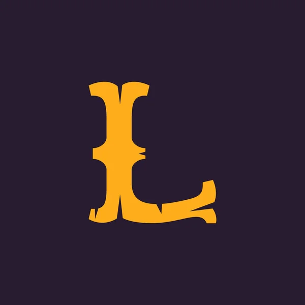 Logo della lettera L. Vintage tipo serif con bordi ruvidi . — Vettoriale Stock