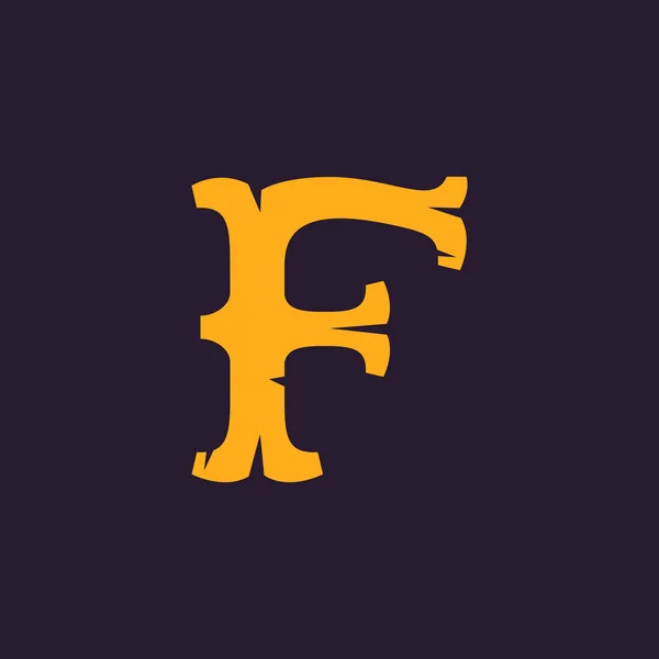 F písmeno logo. Typ Vintage serif kostrbaté. — Stockový vektor