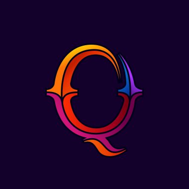 Q harfi logo zarif çok renkli yönlü tarzı.