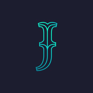 J harfi logosunu görmeniz gerekir. Mono hat levha serif retro türü.