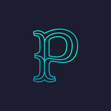 P harfi logosunu görmeniz gerekir. Mono hat levha serif retro türü.