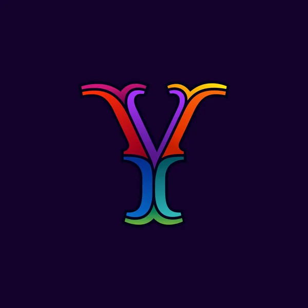 Logotipo de letra Y en elegante estilo facetado multicolor . — Vector de stock