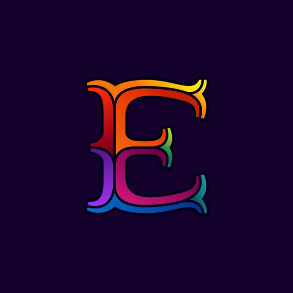 Ε λογότυπο επιστολή σε κομψό στιλ πολύχρωμη πολύπλευρη. — Διανυσματικό Αρχείο