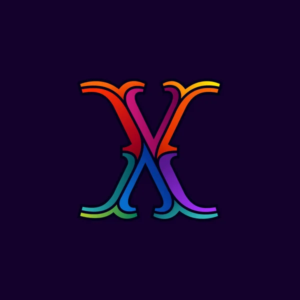 Logotipo de letra X en elegante estilo facetado multicolor . — Archivo Imágenes Vectoriales