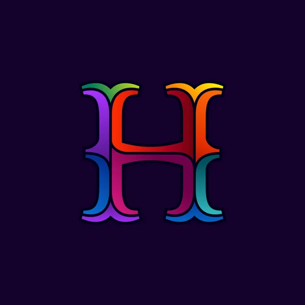 H letter logo in elegant multicolor faceted style. — Stock Vector