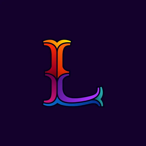 L lettera logo in elegante stile multicolore sfaccettato . — Vettoriale Stock