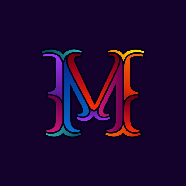 Λογότυπο M επιστολή σε κομψό στιλ πολύχρωμη πολύπλευρη. — Διανυσματικό Αρχείο